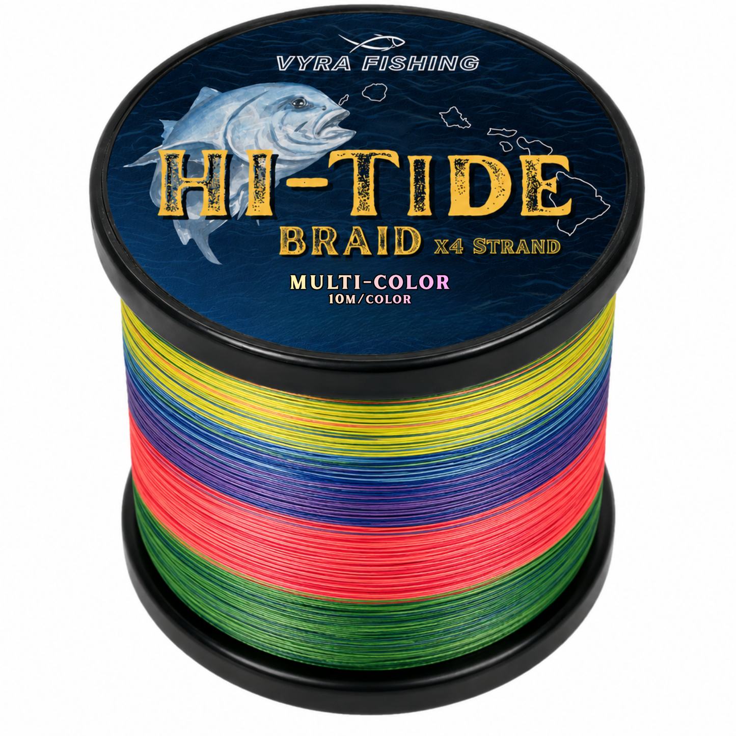 HI-TIDE X4 Braided Fishing Line – Multi-Color (10M Per Color)